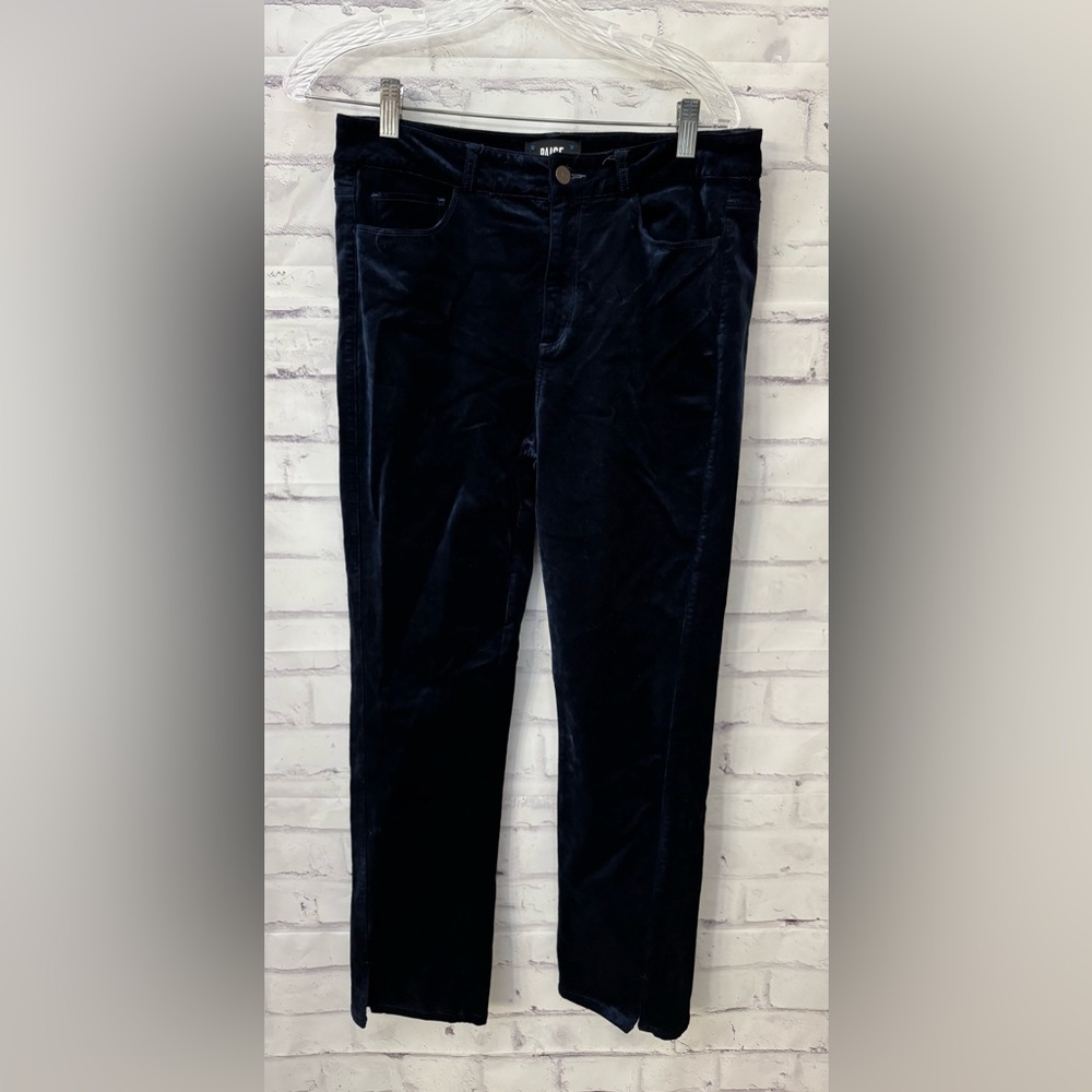 Paige 29 Paige Cindy Twisted Seam Slit Deep Navy High Rise‎ Velvet Stretch Pants